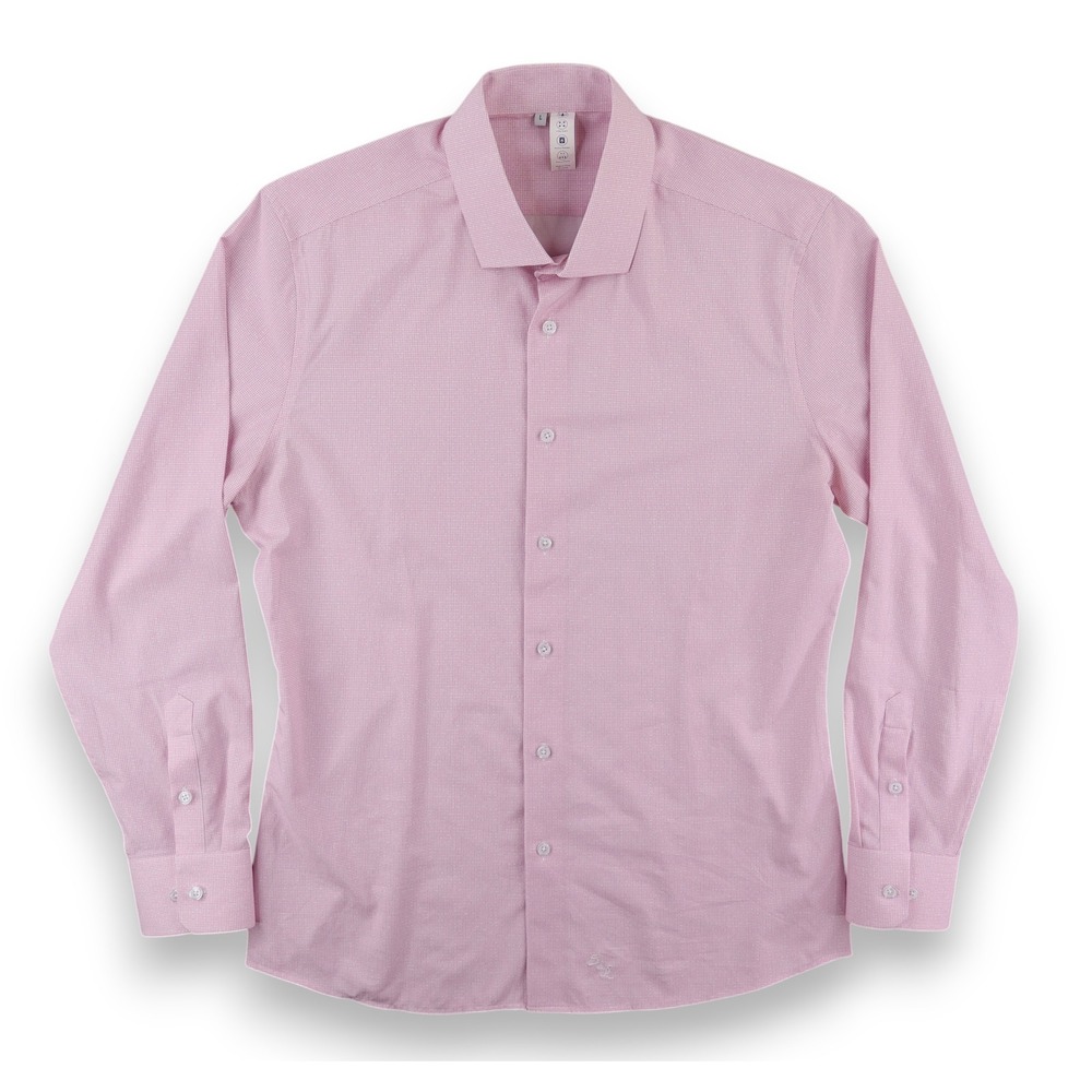 State & Liberty Dress Shirt Men Large Pink Athletic Fit Performance Stretch